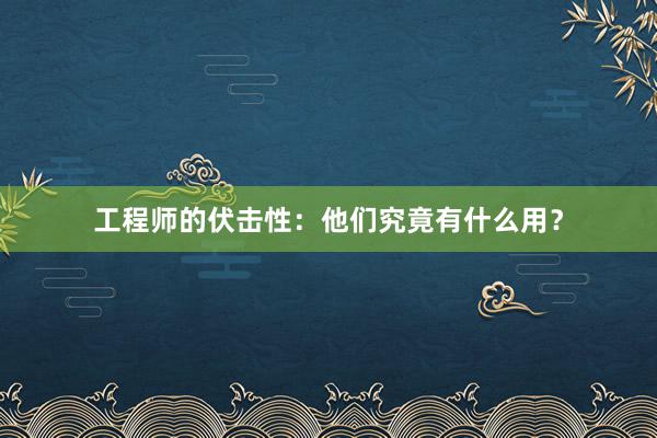 工程师的伏击性：他们究竟有什么用？