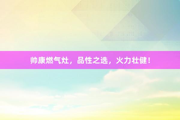 帅康燃气灶，品性之选，火力壮健！